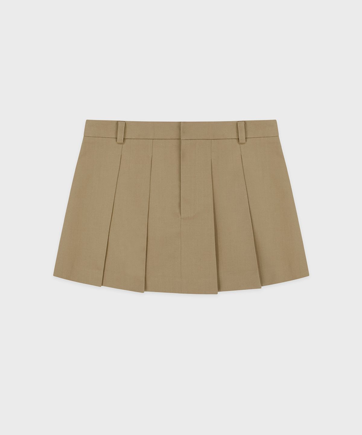 시눈(SINOON) Low-Waist Pleated Mini Skirt (Beige)