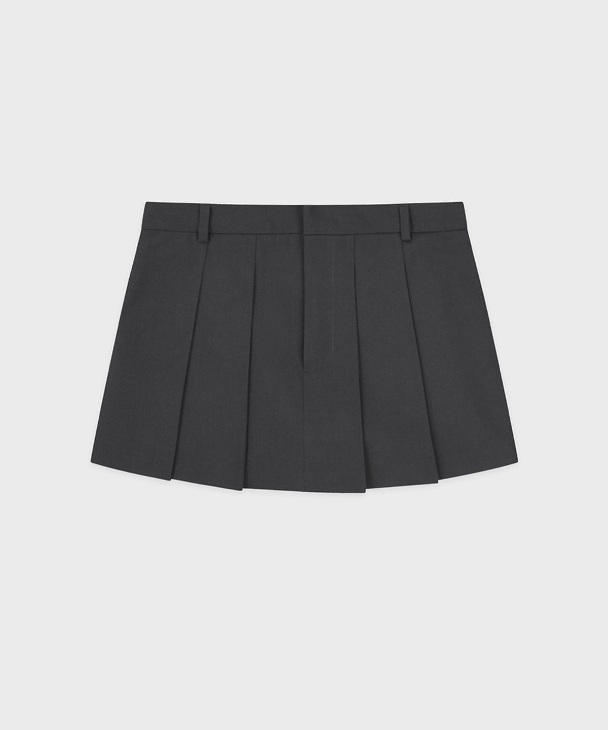 시눈(SINOON) Low-Waist Pleated Mini Skirt (Grey)