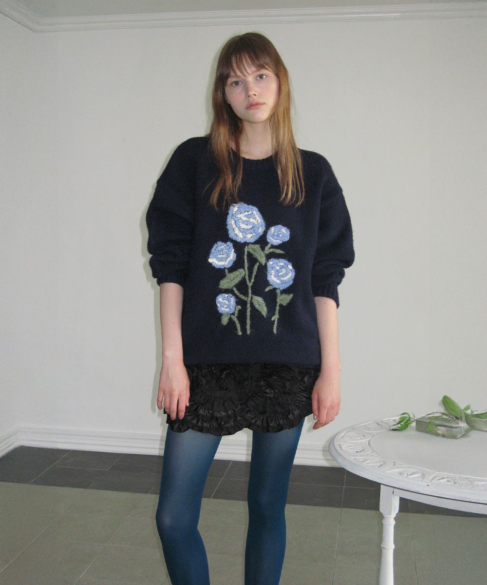 MUSINSA公式 | SINOON Rose Frill Mini Skirt (Black)