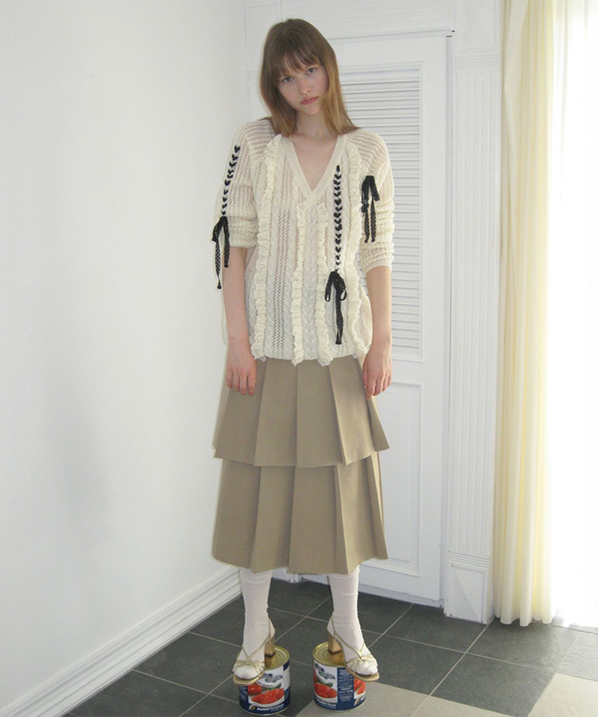 시눈(SINOON) Sinoon Pleated Maxi Skirt (Beige)