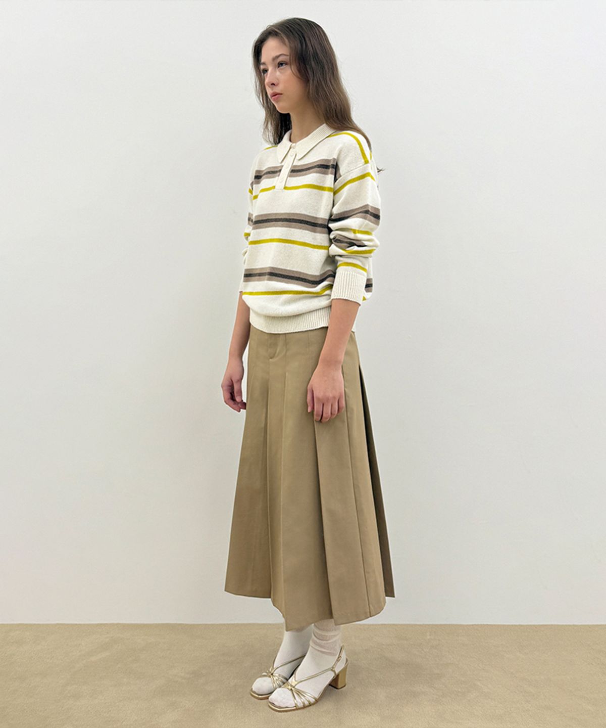 시눈(SINOON) Sinoon Striped Polo Knit (Ivory)