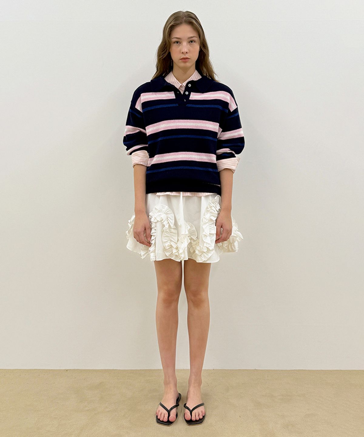시눈(SINOON) Sinoon Striped Polo Knit (Navy)