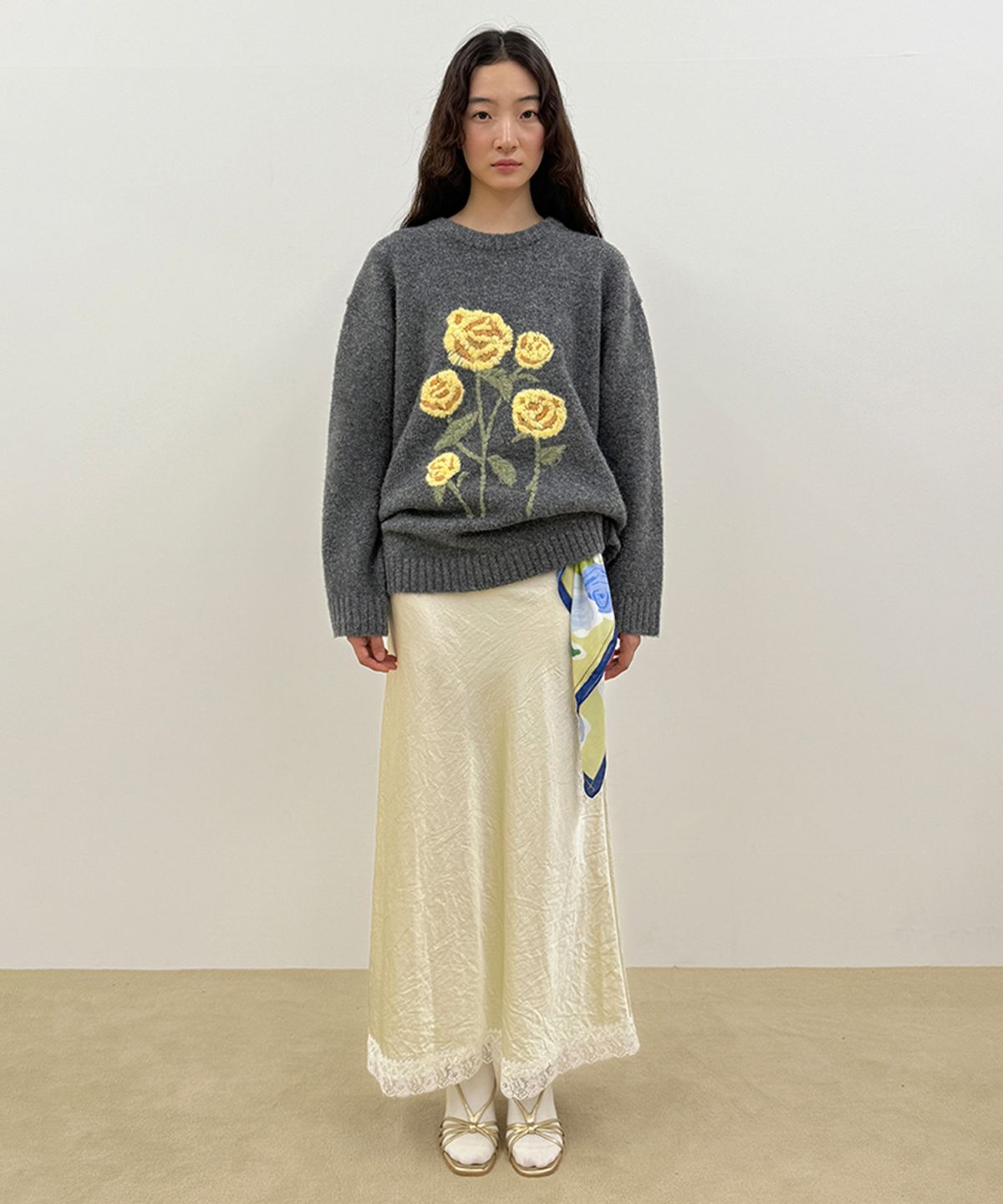 시눈(SINOON) Rose Garden Pullover Knit (Melange Grey)