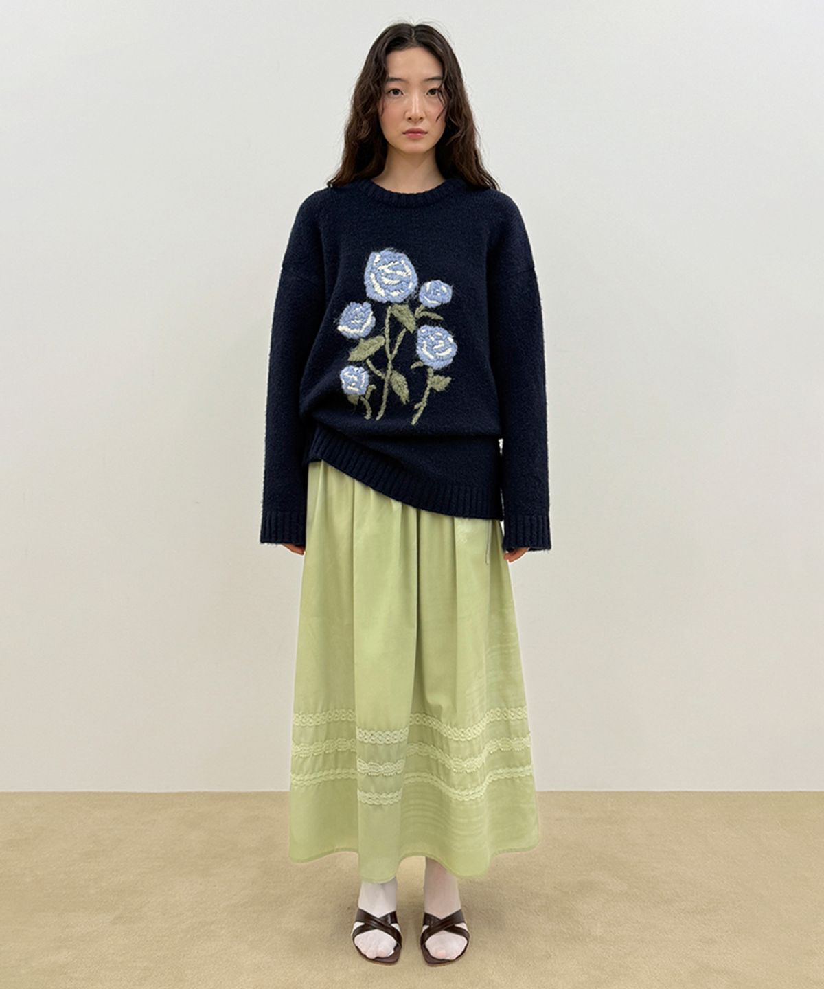 시눈(SINOON) Rose Garden Pullover Knit (Navy)