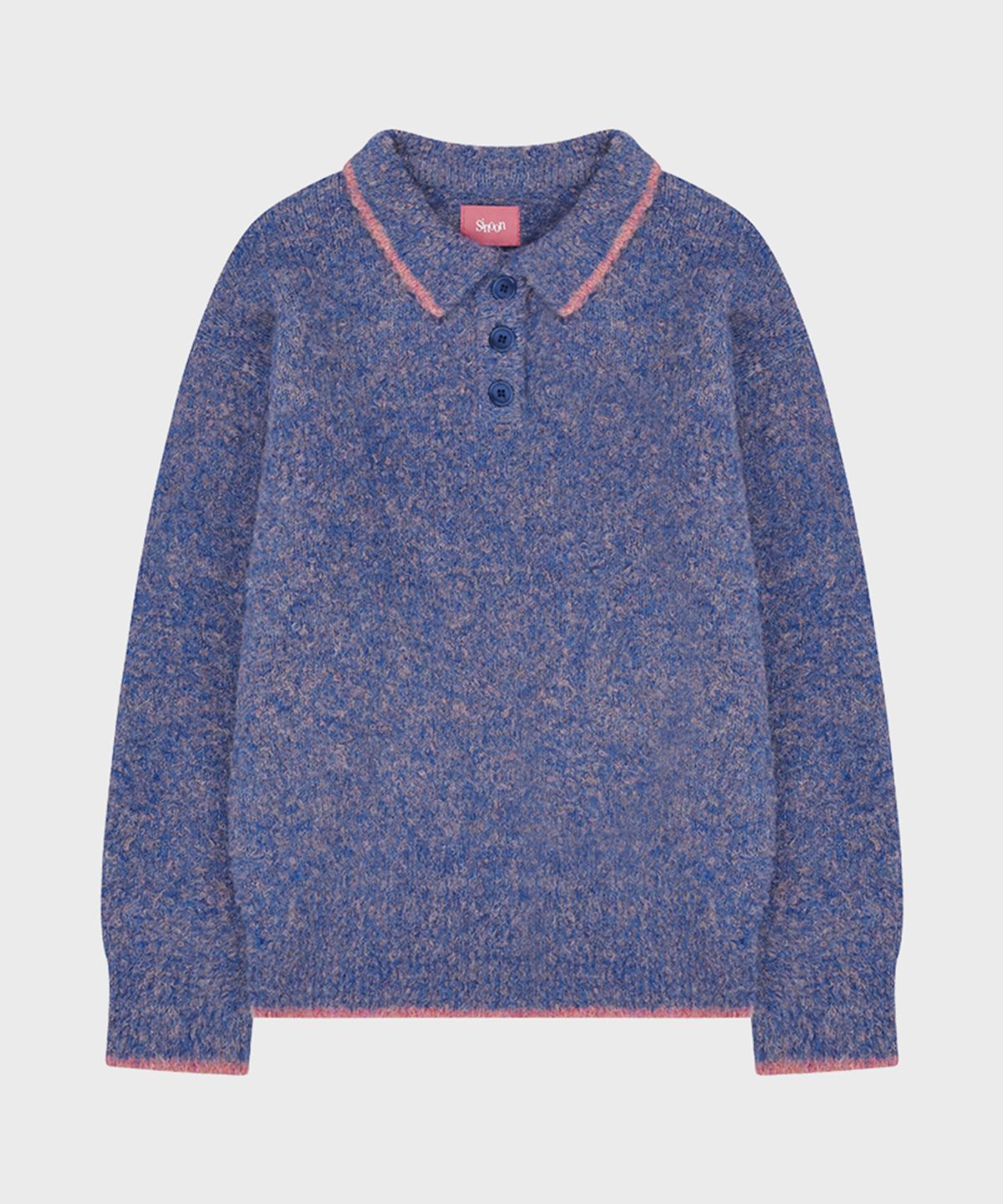 시눈(SINOON) Mixed Boucle Collar Knit (Blue)