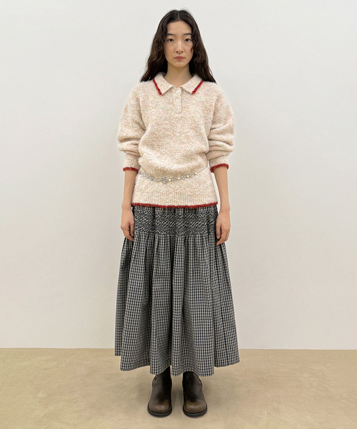 시눈(SINOON) Mixed Boucle Collar Knit (Candy)