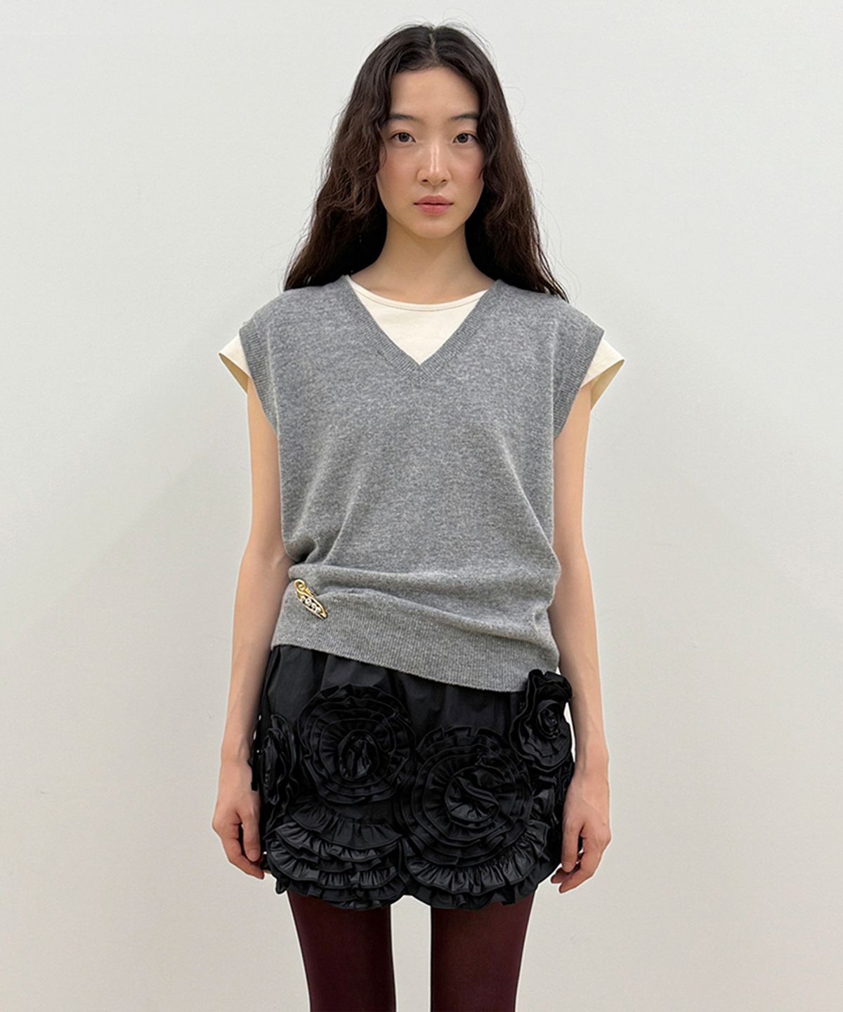 시눈(SINOON) Sinoon Plain Knit Vest (Grey)