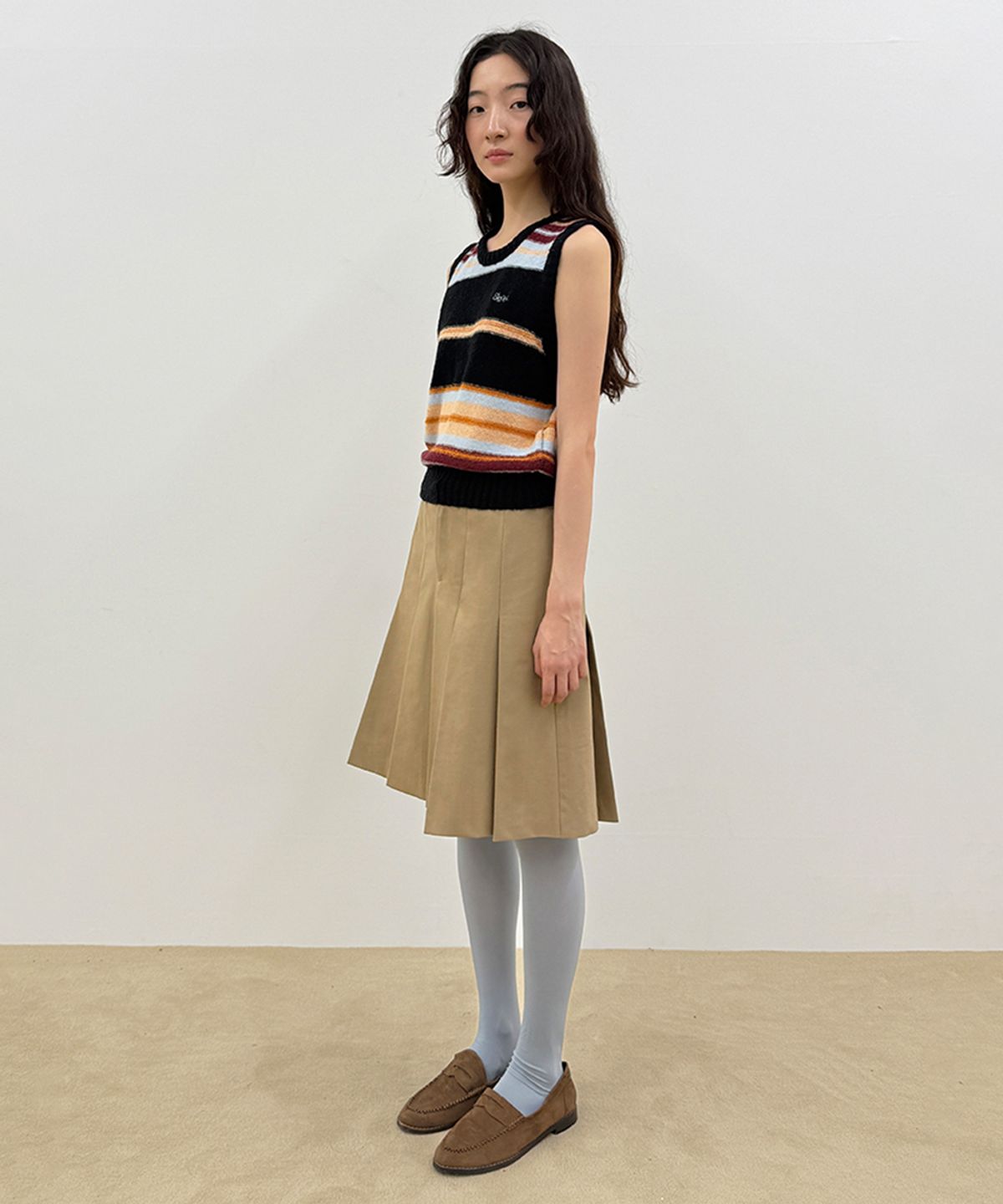 시눈(SINOON) Sinoon Mix Stripe Knit Vest (Black Mix)