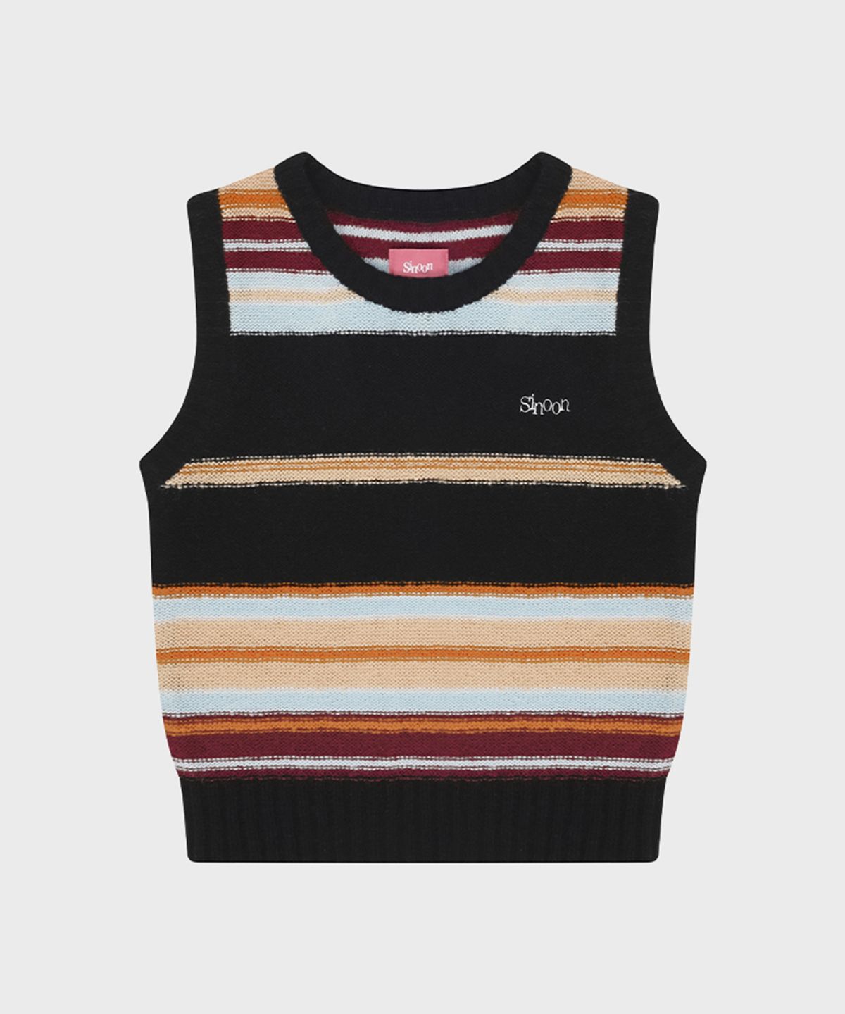 시눈(SINOON) Sinoon Mix Stripe Knit Vest (Black Mix)