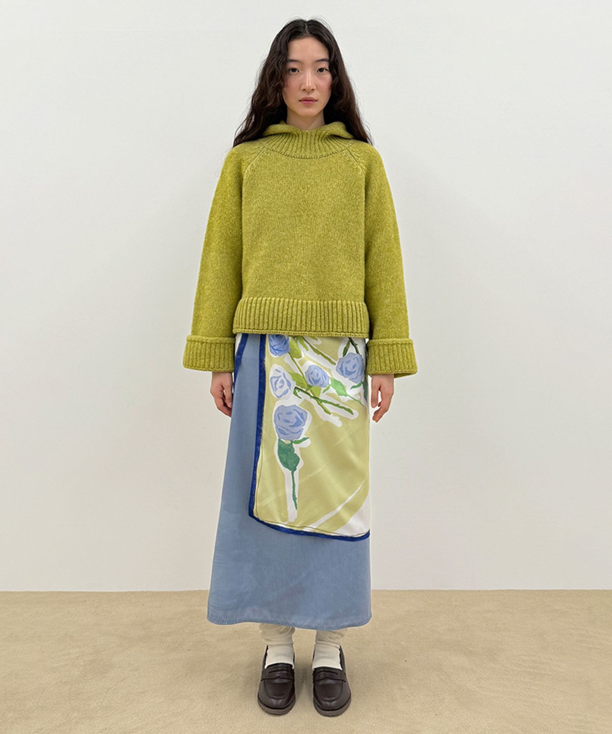시눈(SINOON) Wool Blend Hoodie Knit (Olive)