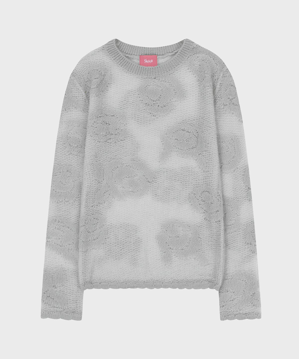 시눈(SINOON) [하츠투하츠 스텔라 착용] Rose Artwork Long Sleeve Knit (Grey)