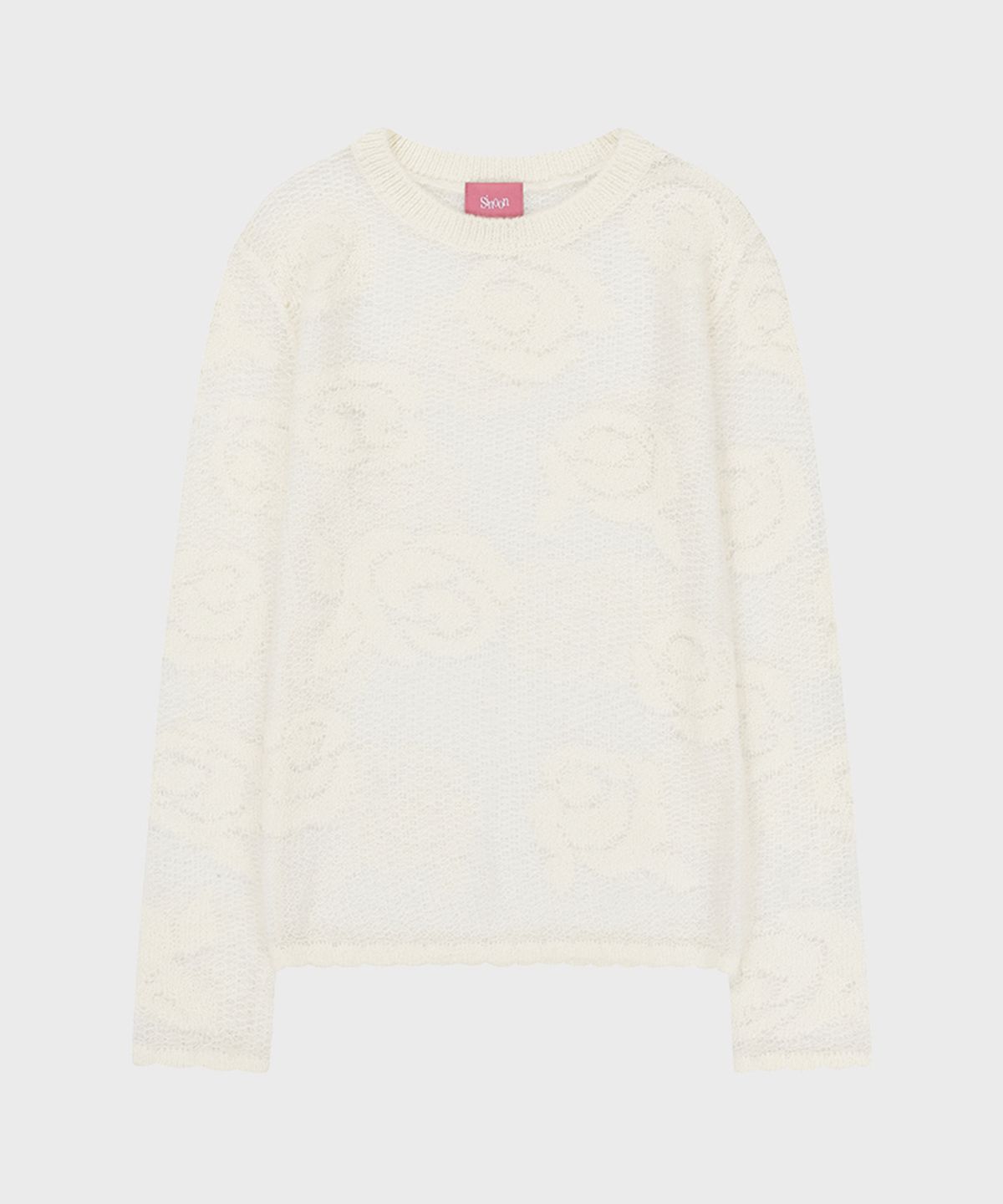 시눈(SINOON) Rose Artwork Long Sleeve Knit (Ivory)