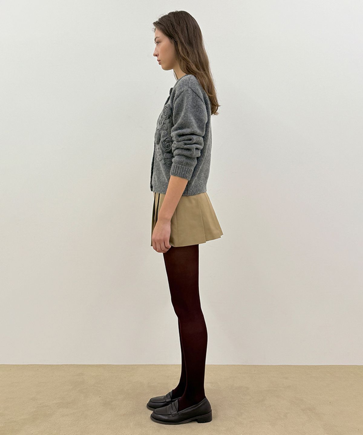 시눈(SINOON) Rose Artwork Hairy Cardigan (Melange Grey)