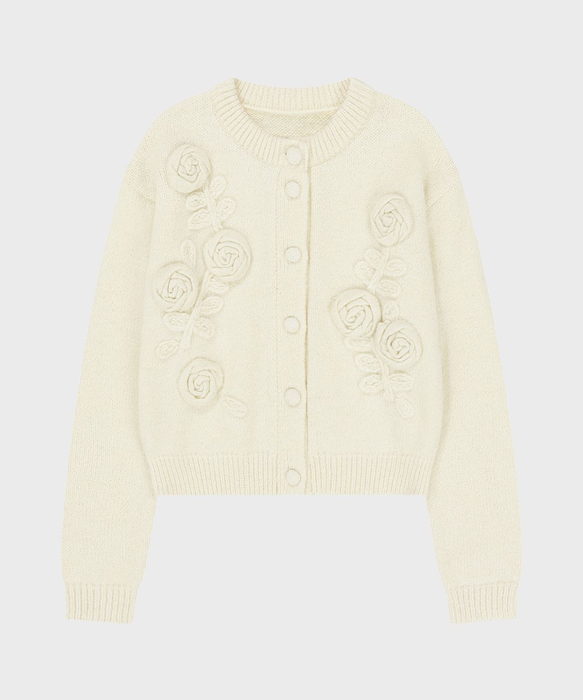 시눈(SINOON) [비비지 은하 착용] Rose Artwork Hairy Cardigan (Ivory)