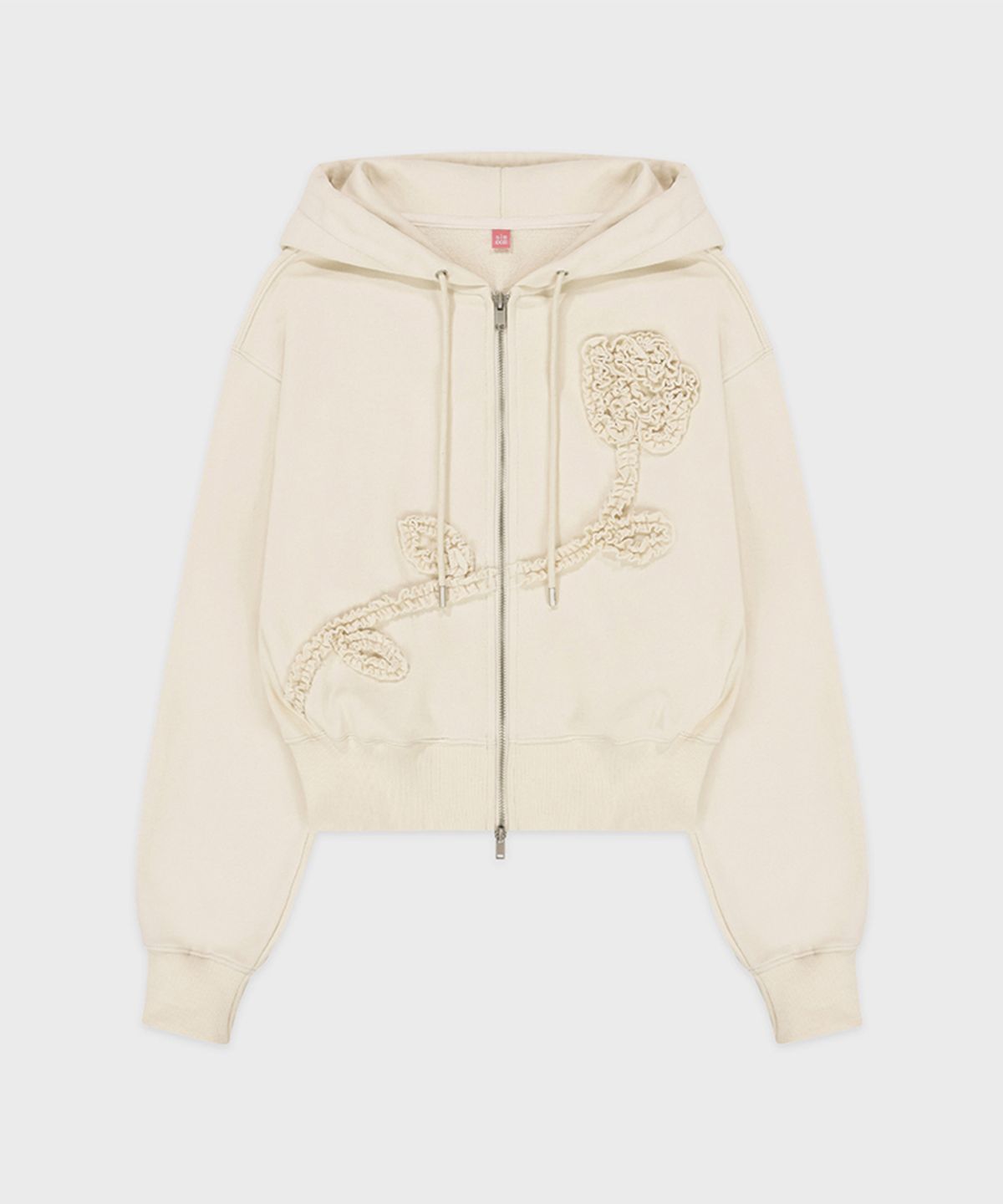 시눈(SINOON) Rose Frill Hoodie Zipup (Ivory)
