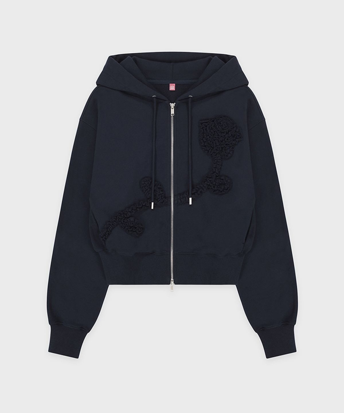 시눈(SINOON) Rose Frill Hoodie Zipup (Navy)