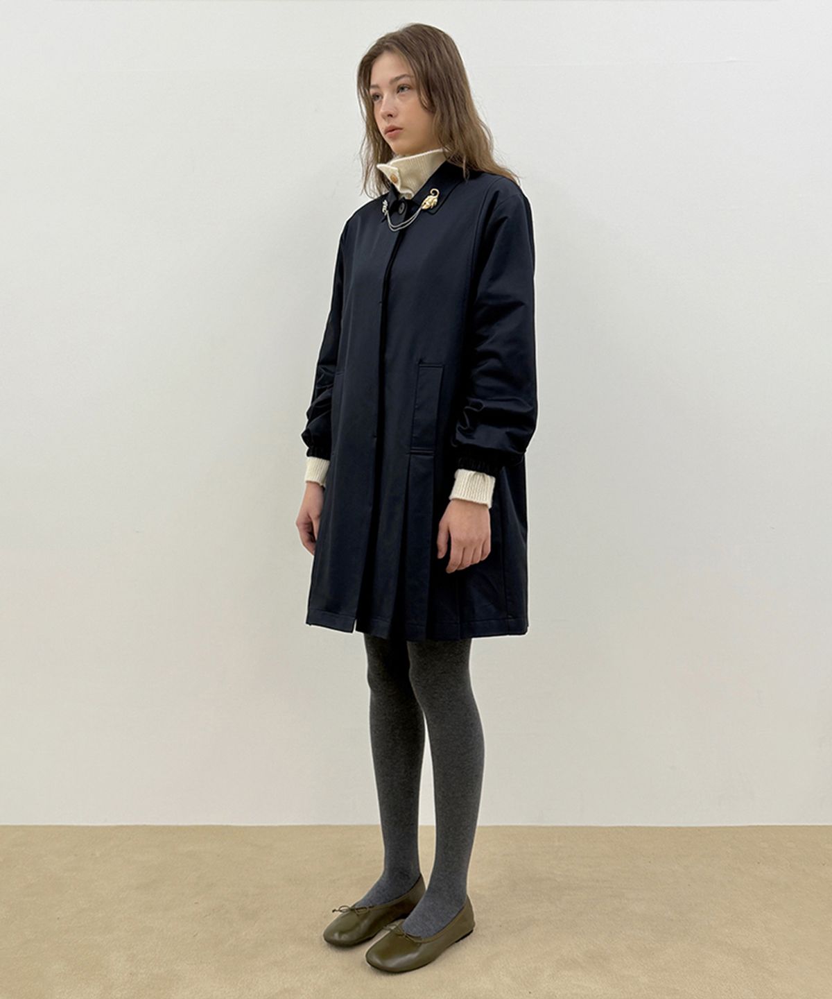 시눈(SINOON) Tailored Pleated Jacket (Navy)