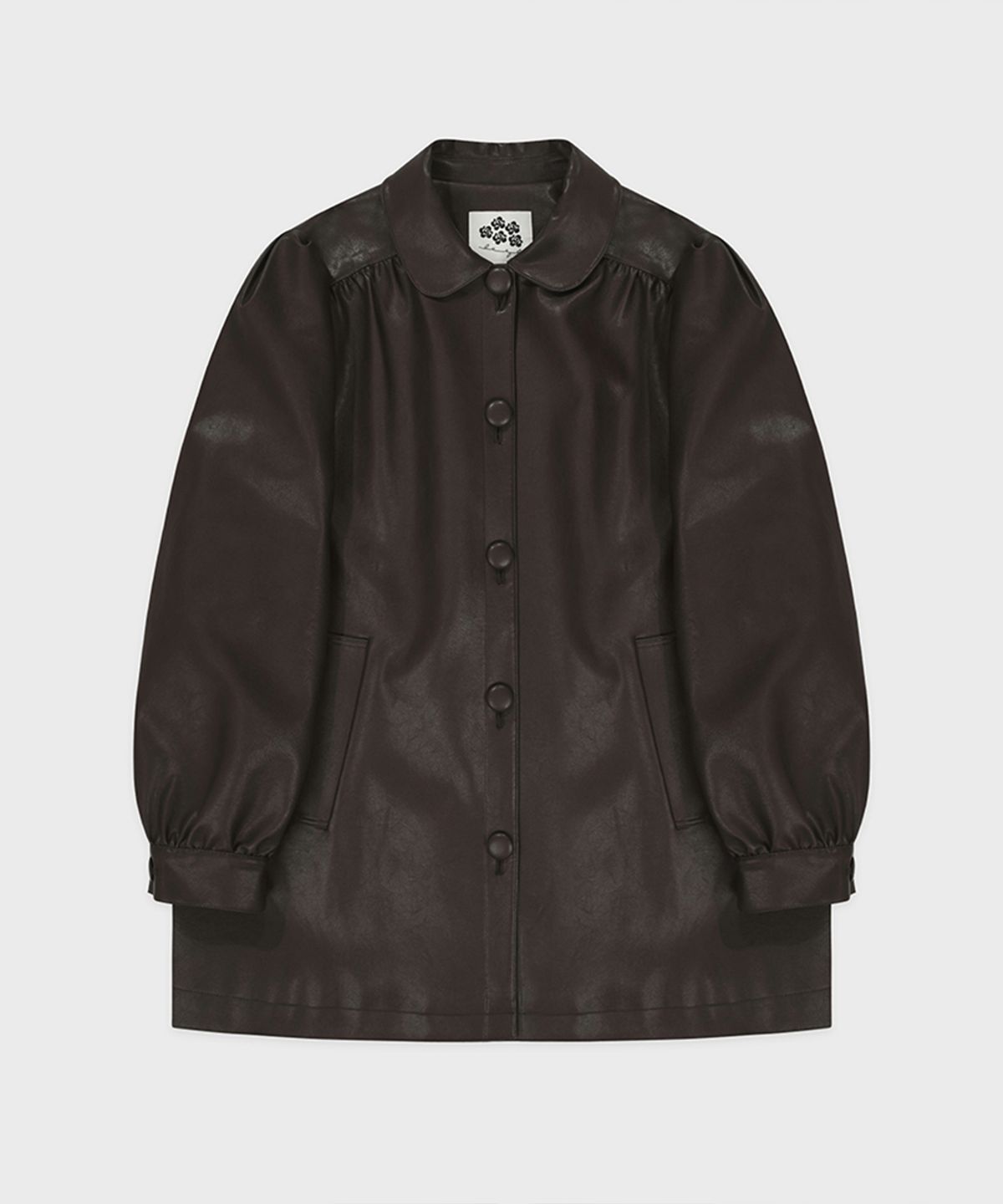 시눈(SINOON) Shirring Leather Jacket (Brown)