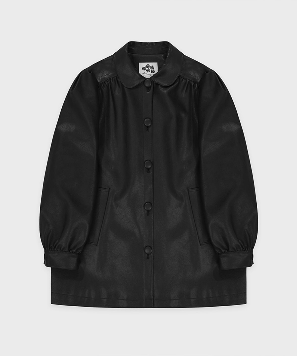 시눈(SINOON) Shirring Leather Jacket (Black)