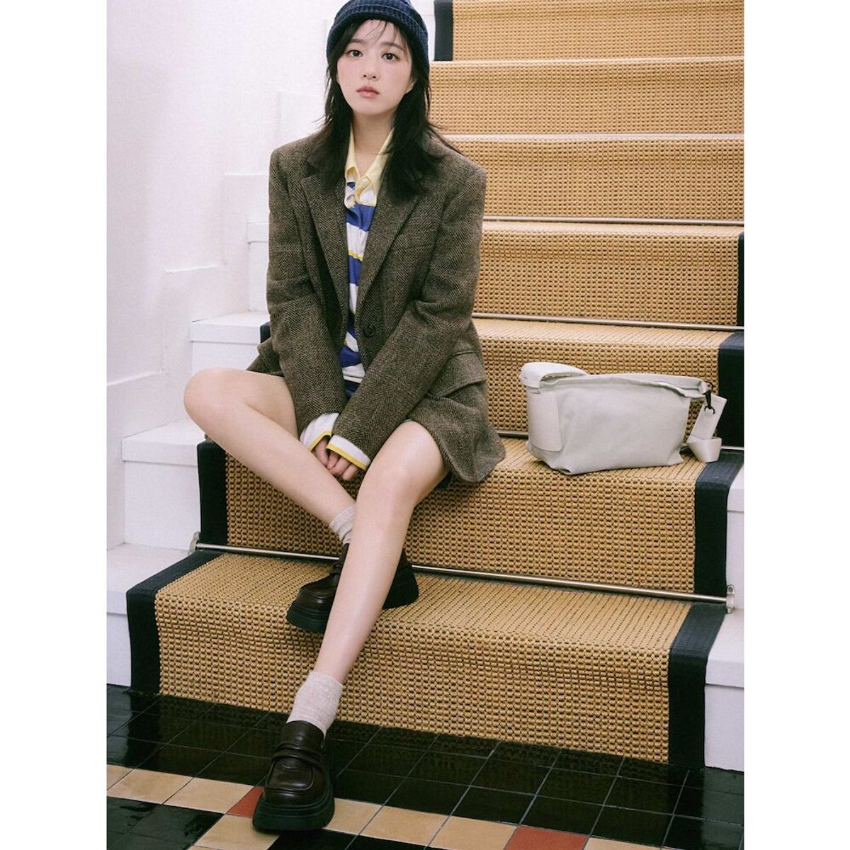 빈폴 액세서리(BEANPOLE ACCESSORY) Less Bag_2 스몰 원단 크로스백  라이트 그레이
