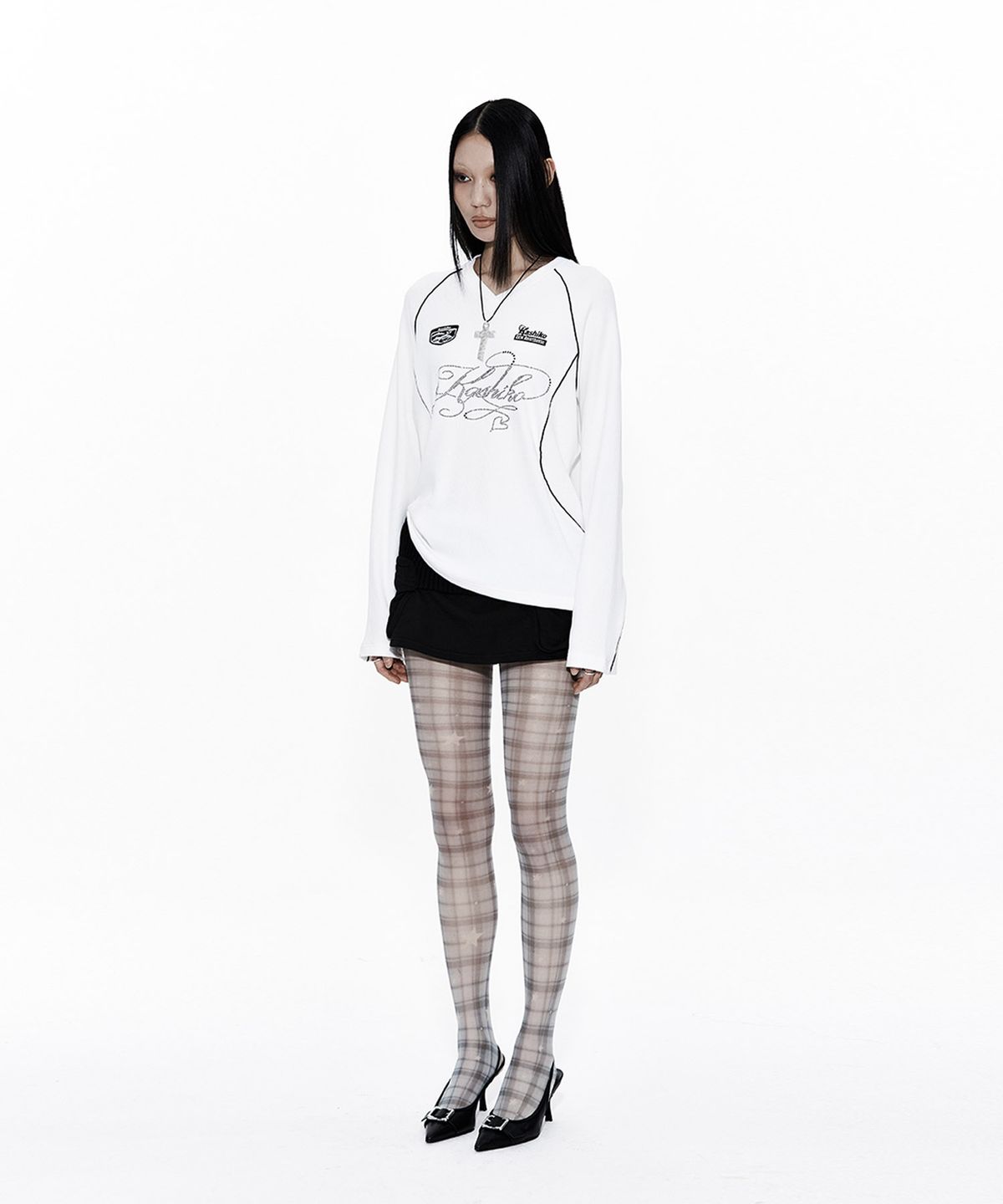 카시코(KASHIKO) Waffle Rugby Tee Ivory