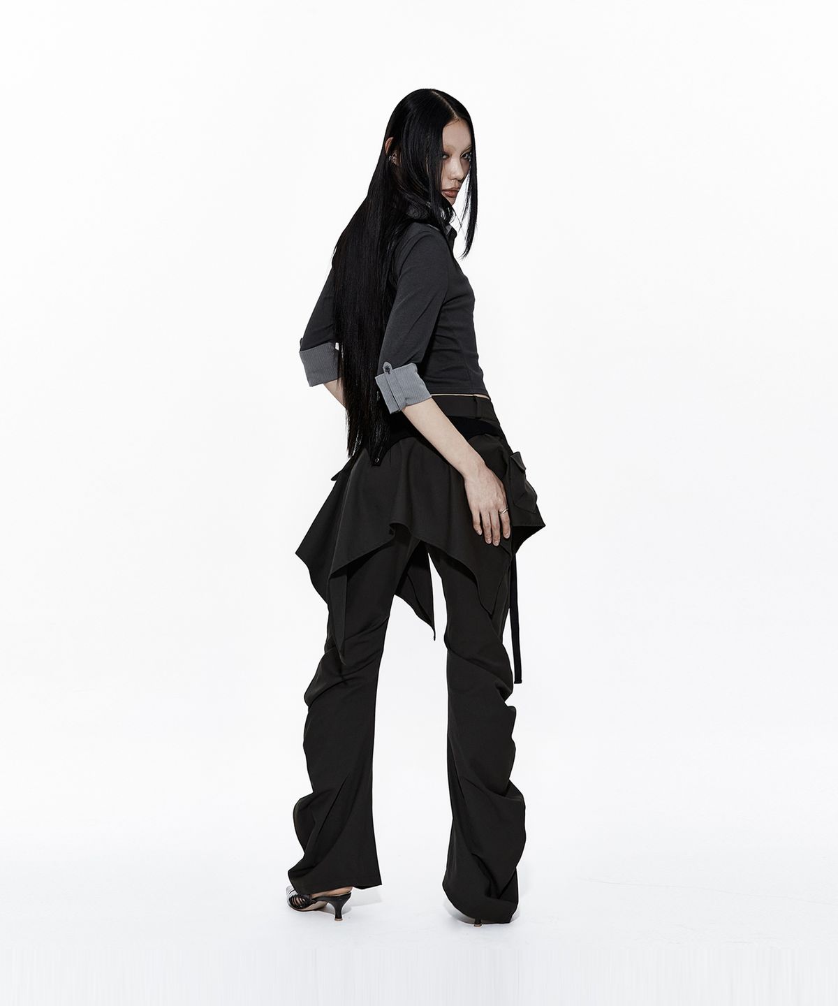 카시코(KASHIKO) Double Collar Slim Shirts Charcoal