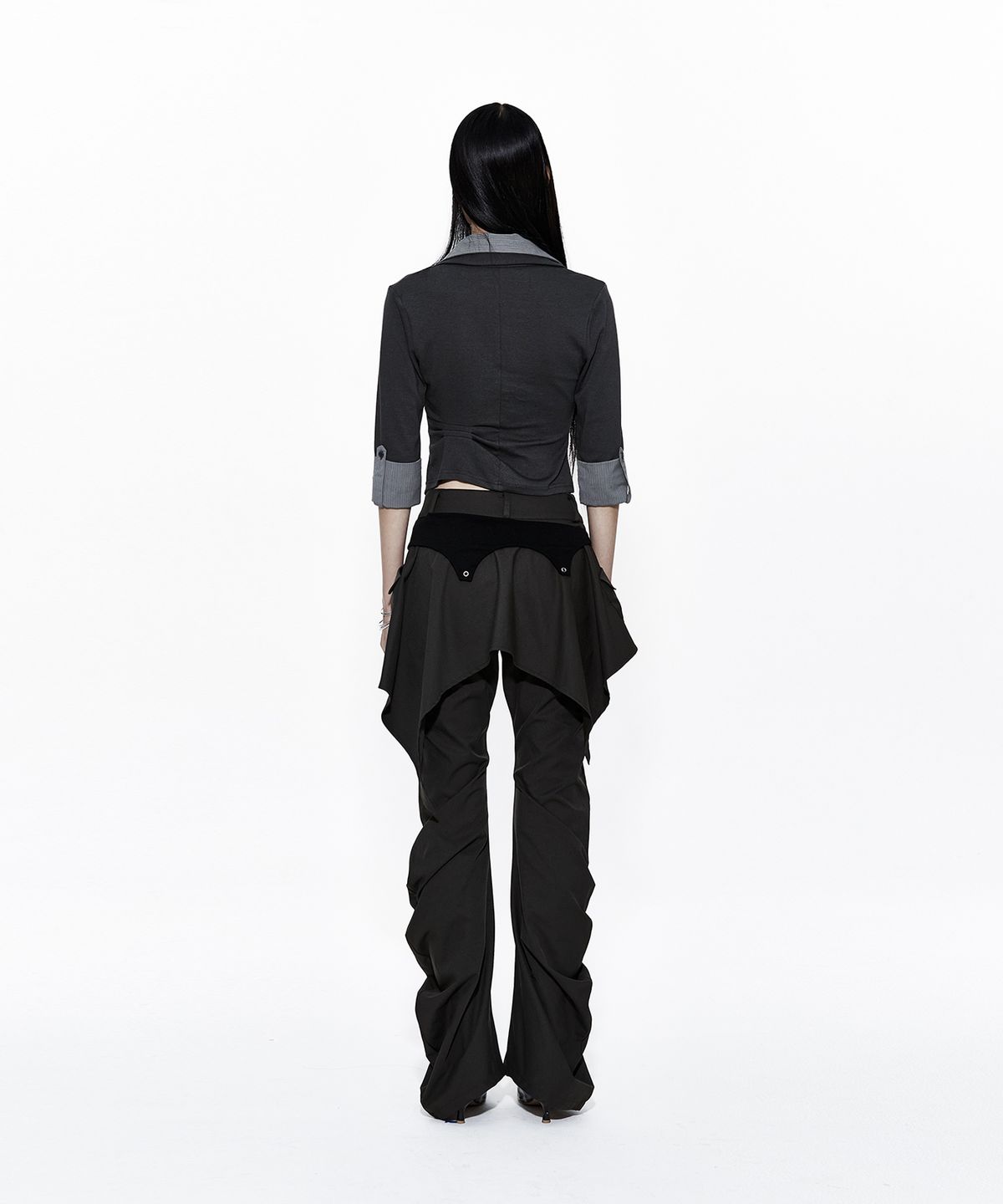 카시코(KASHIKO) Double Collar Slim Shirts Charcoal
