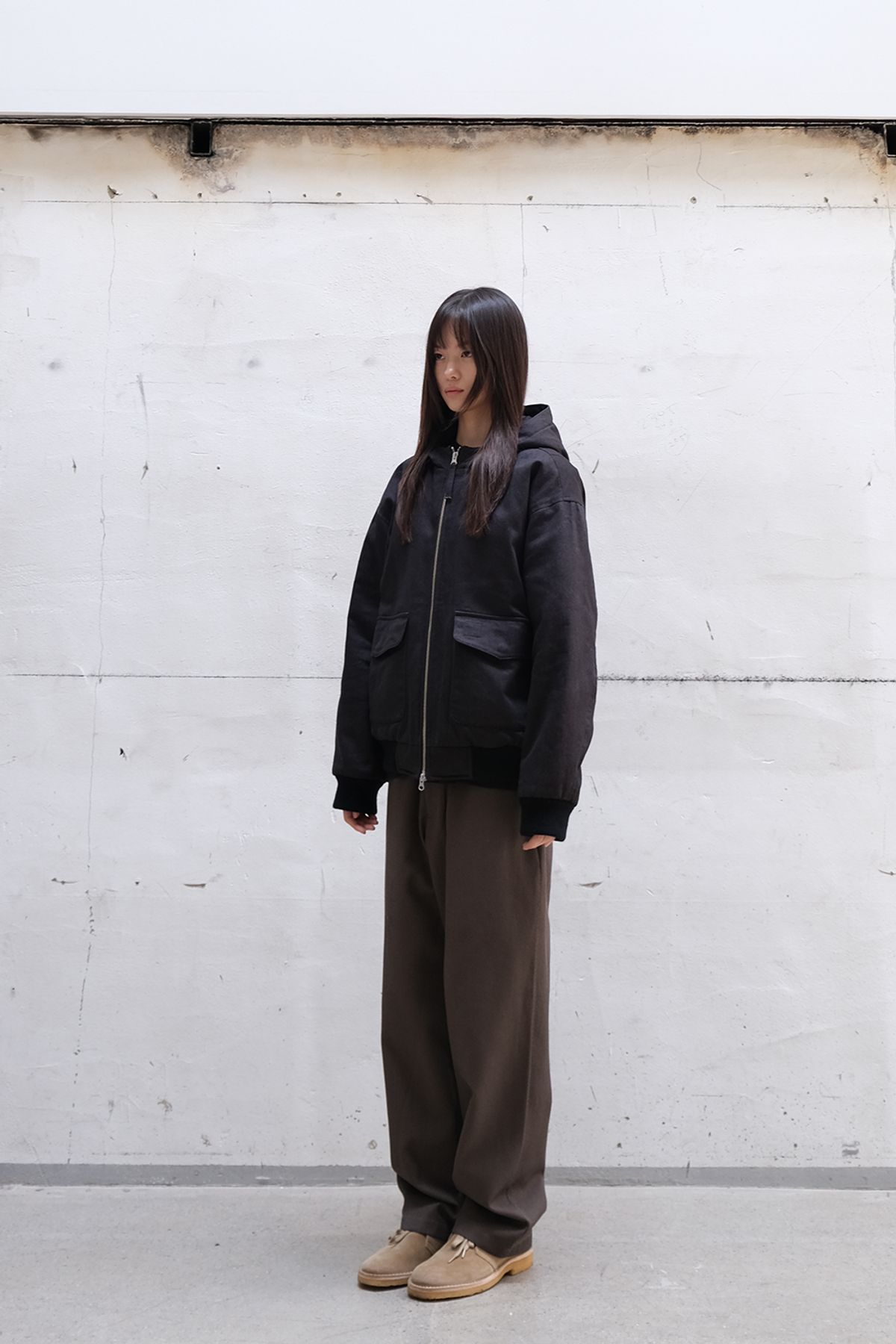 홀리선(HORLISUN) Mendoza Padding Hood Jacket Black