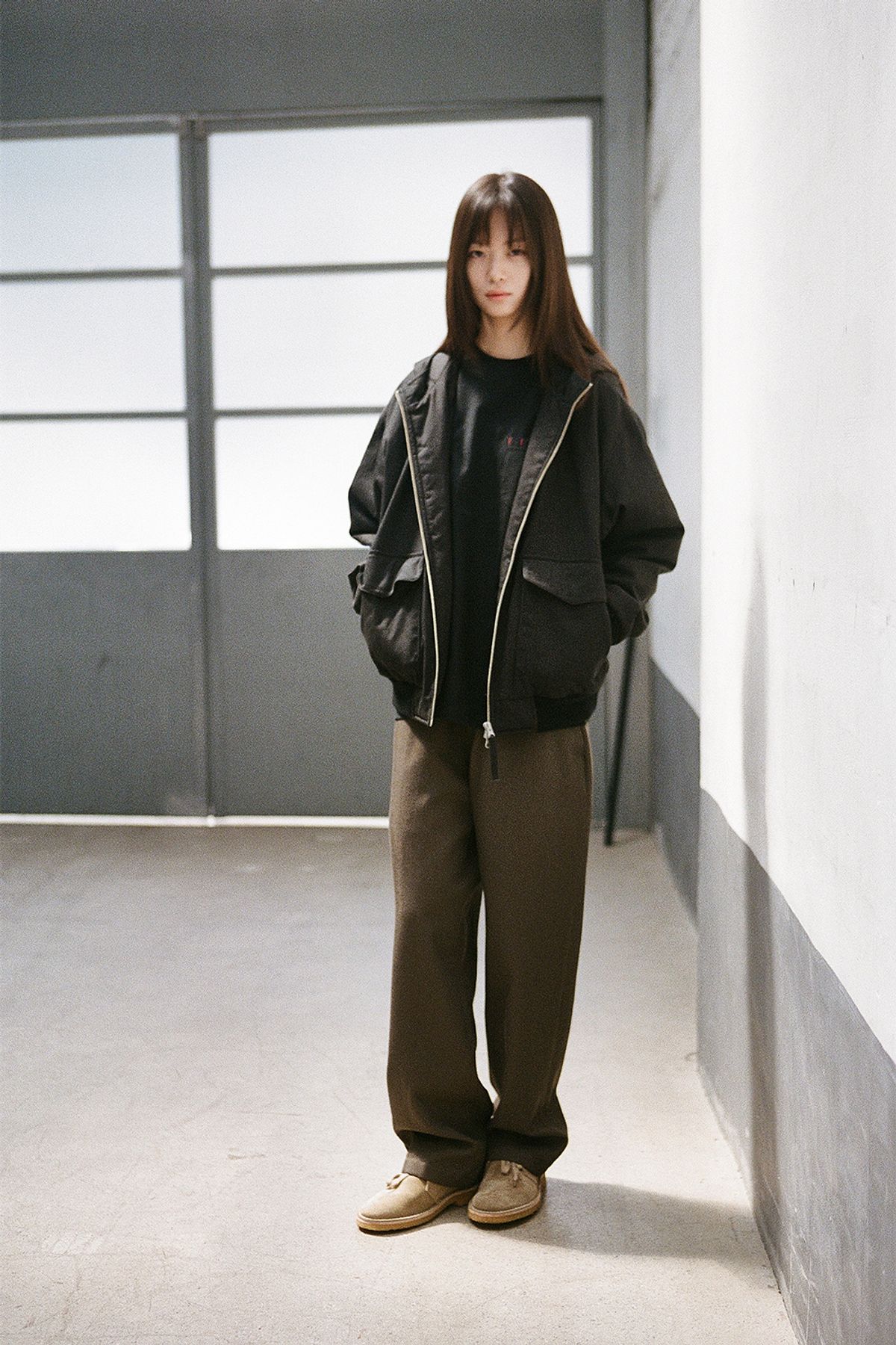 홀리선(HORLISUN) Mendoza Padding Hood Jacket Black