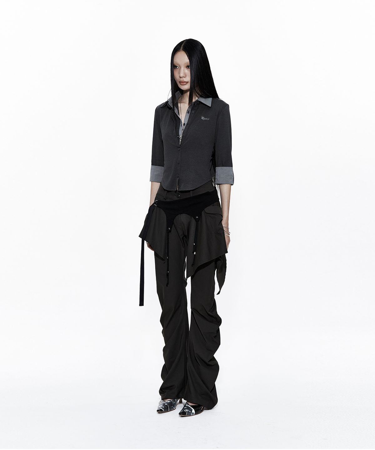 카시코(KASHIKO) Layered Strap Pants Khaki
