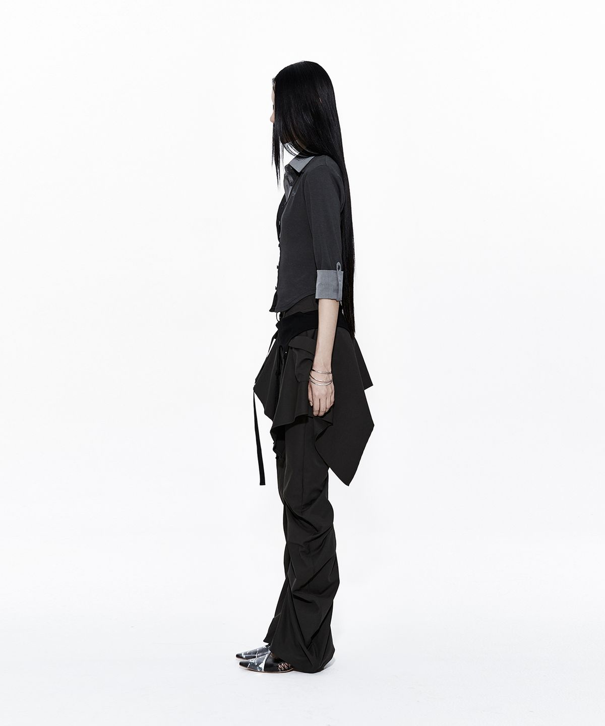 카시코(KASHIKO) Layered Strap Pants Khaki