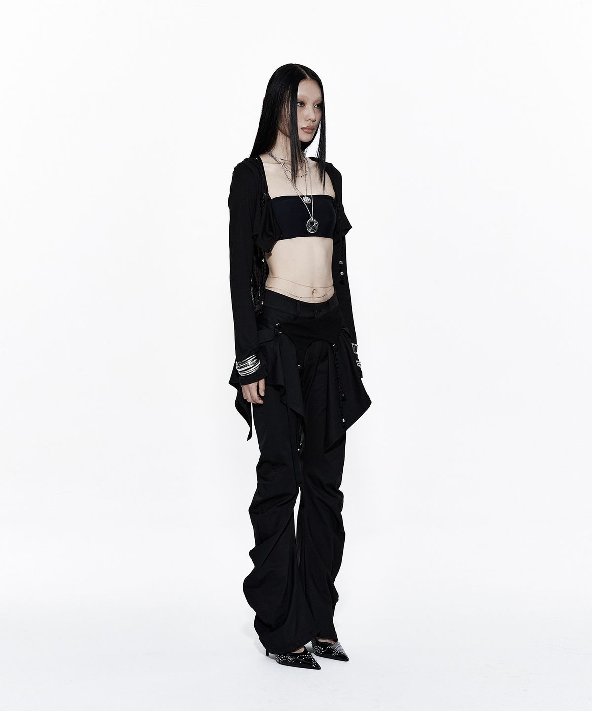 카시코(KASHIKO) Layered Strap Pants Black