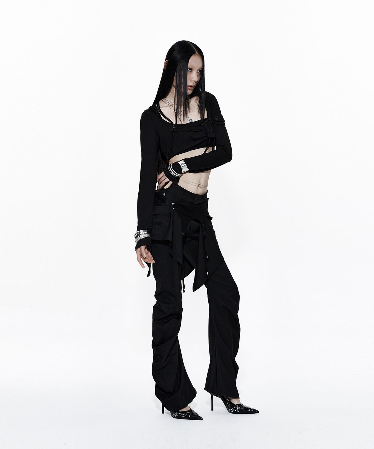 카시코(KASHIKO) Layered Strap Pants Black