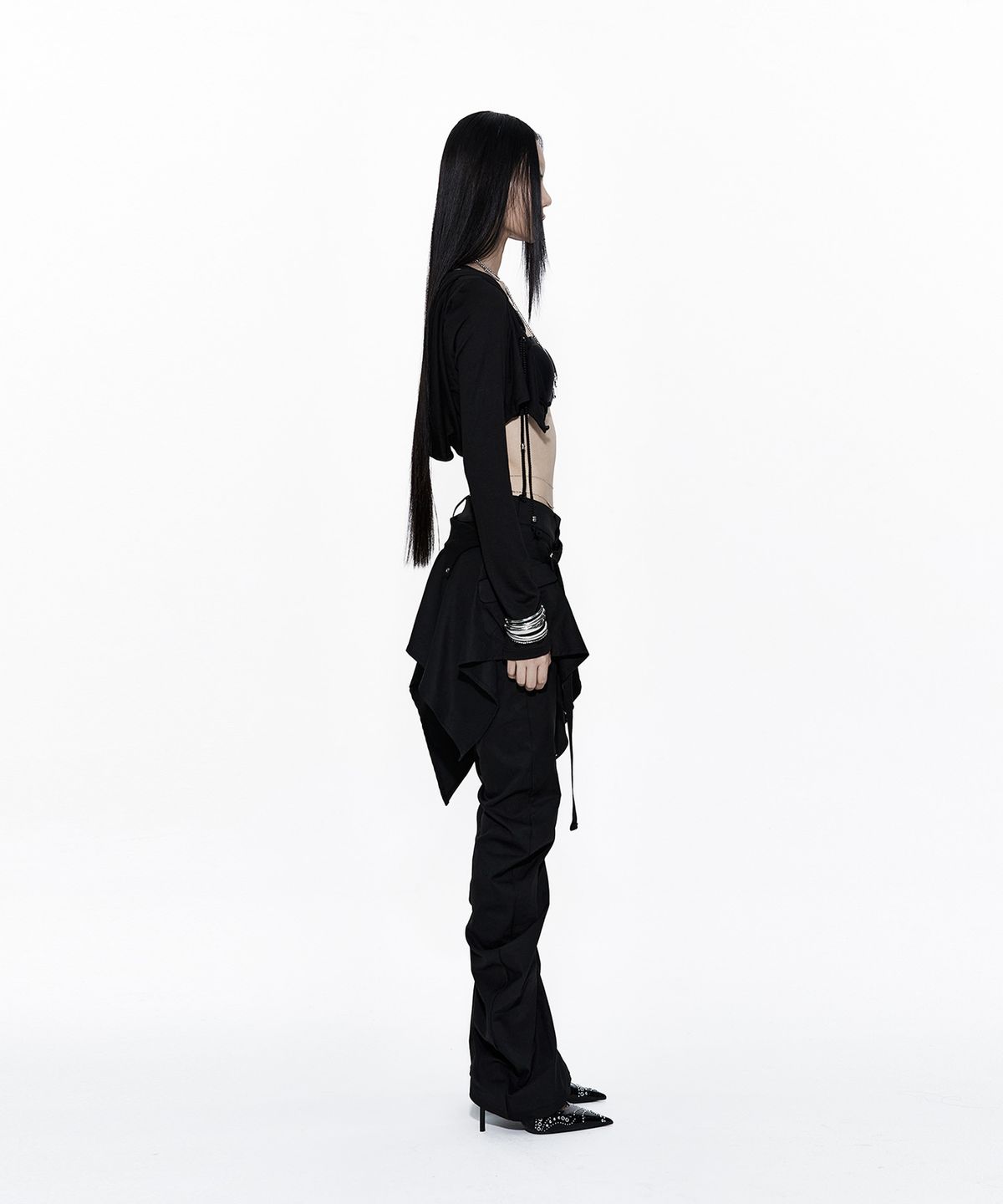 카시코(KASHIKO) Layered Strap Pants Black