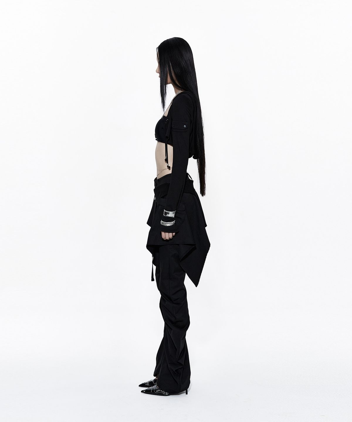 카시코(KASHIKO) Layered Strap Pants Black