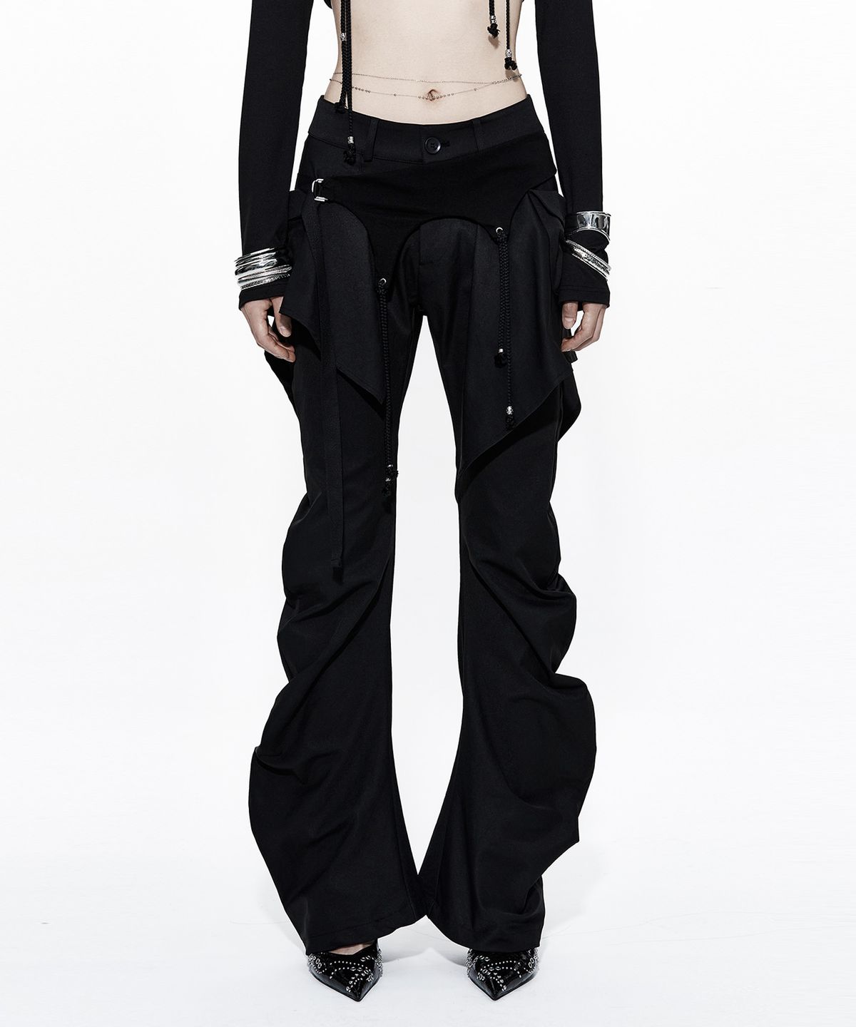 카시코(KASHIKO) Layered Strap Pants Black
