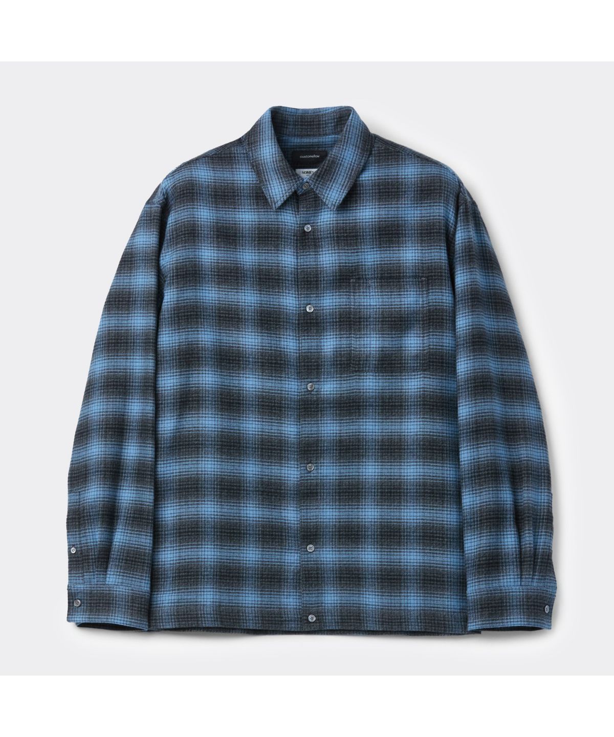 커스텀멜로우(CUSTOMELLOW) Blue Oversized Fit String Check Shirt CWSAW25132BUX