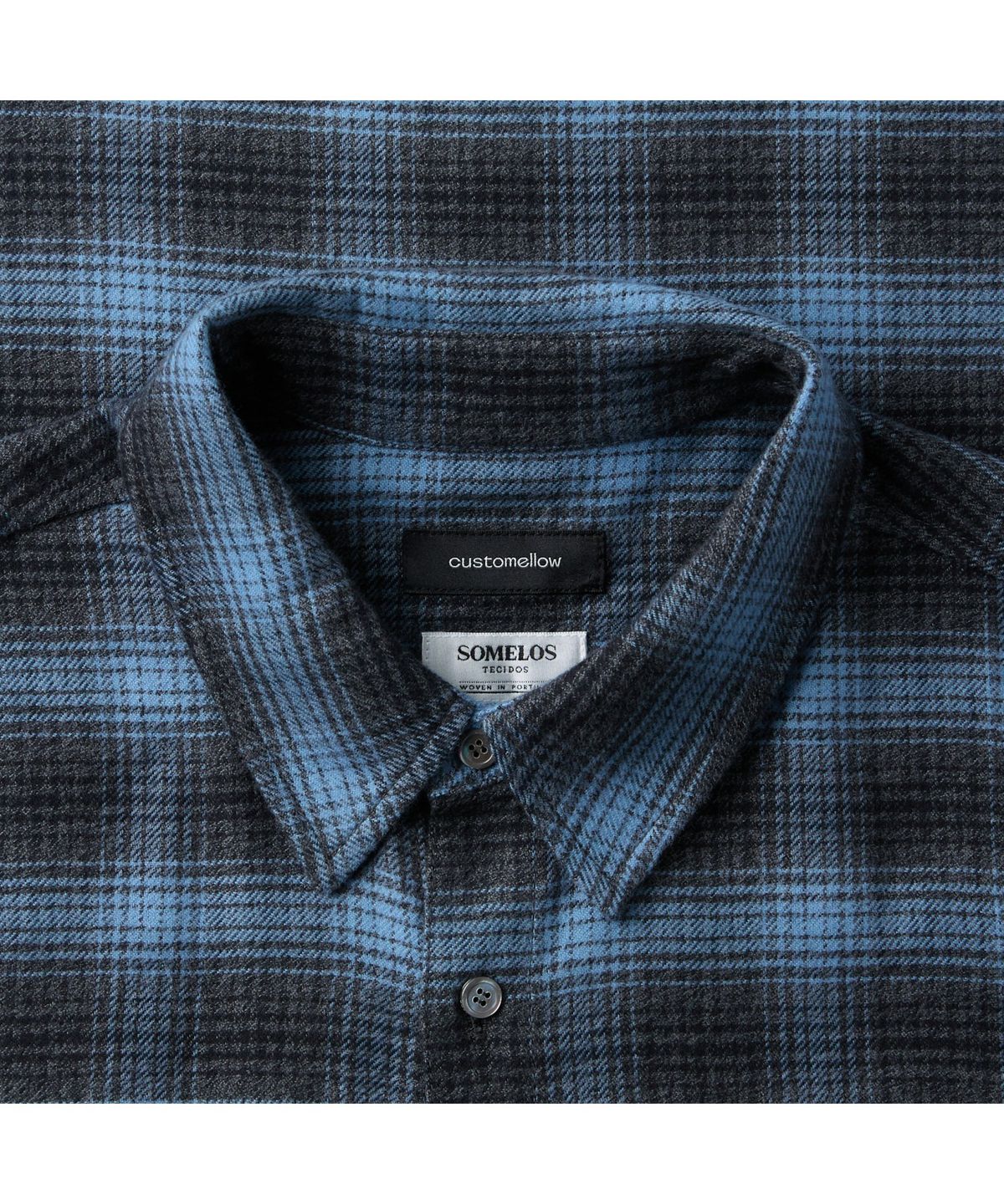 커스텀멜로우(CUSTOMELLOW) Blue Oversized Fit String Check Shirt CWSAW25132BUX
