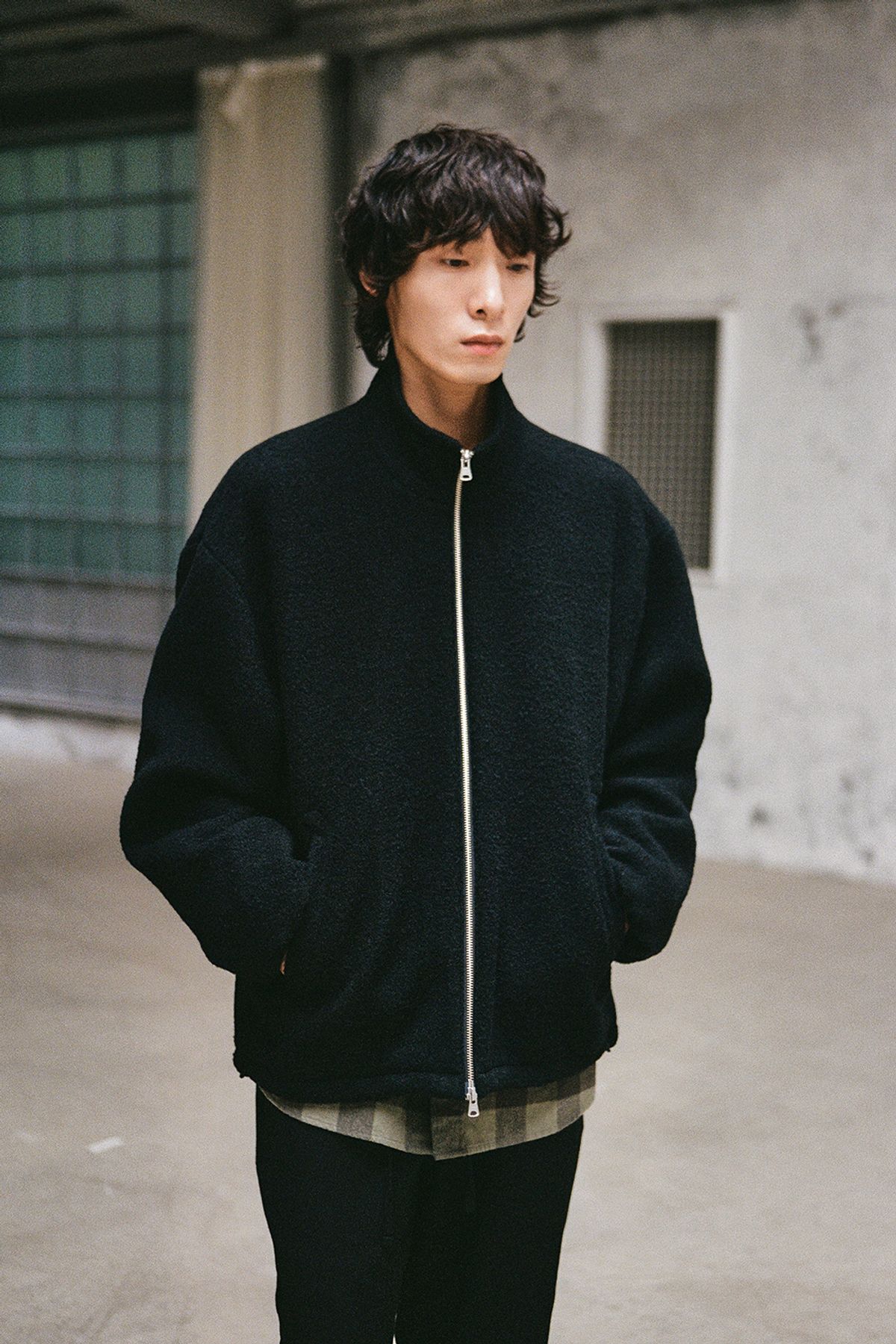홀리선(HORLISUN) Parker Wool Boucle Jacket Black