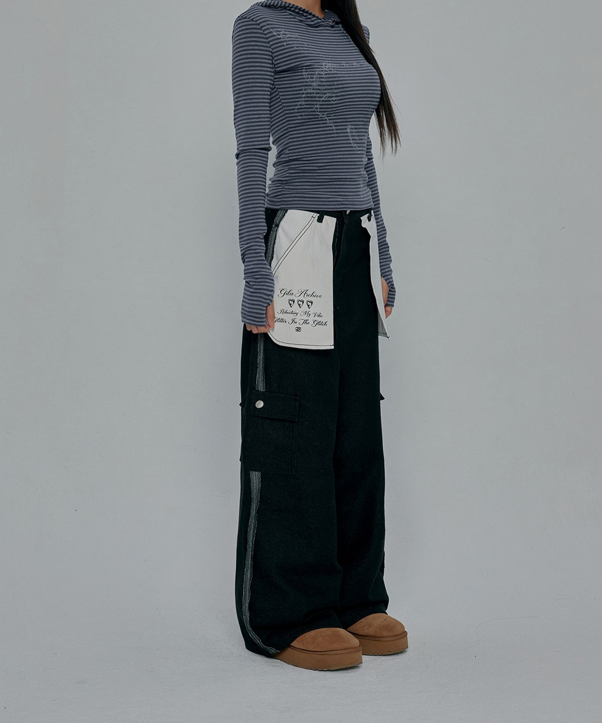 길라아카이브(GILAARCHIVE) REVERSE STITCHED CARGO PANTS_BLACK
