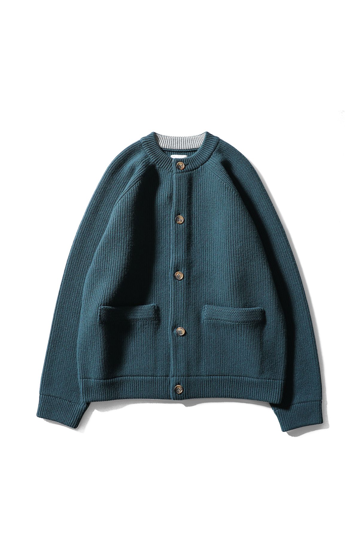 홀리선(HORLISUN) Annette Superfine Wool Heavy Rib Knit Cardigan Evergreen