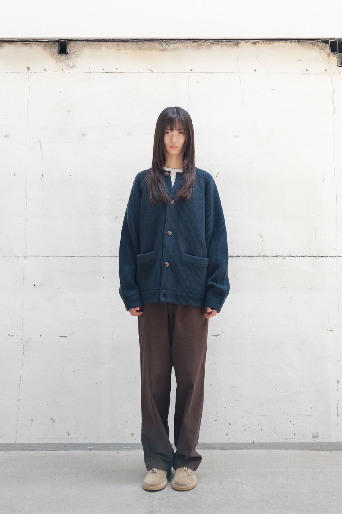 홀리선(HORLISUN) Annette Superfine Wool Heavy Rib Knit Cardigan Evergreen