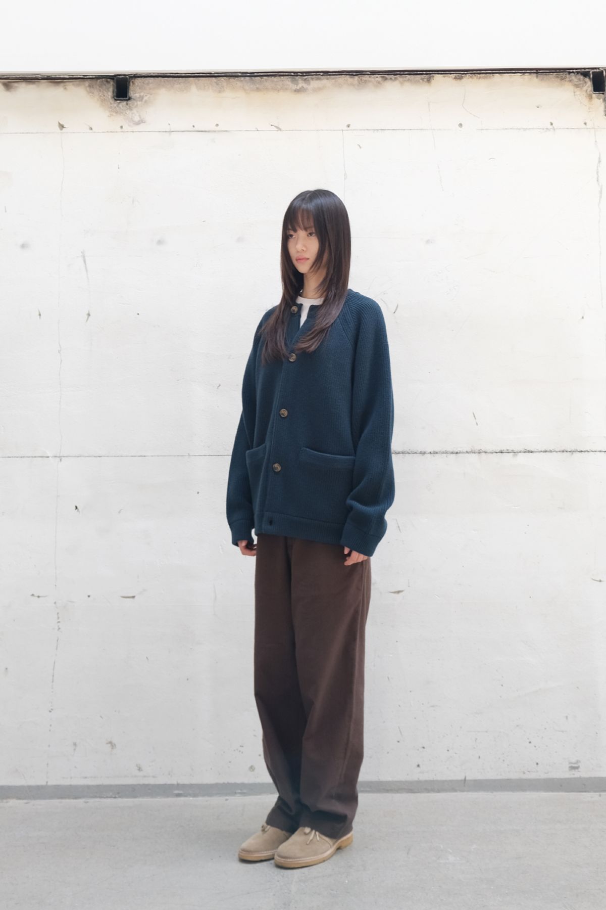 홀리선(HORLISUN) Annette Superfine Wool Heavy Rib Knit Cardigan Evergreen
