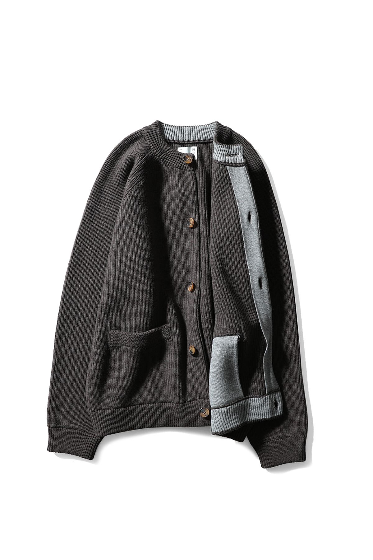 홀리선(HORLISUN) Annette Superfine Wool Heavy Rib Knit Cardigan Spain Olive