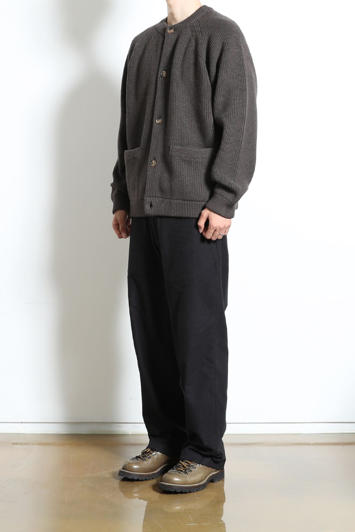 홀리선(HORLISUN) Annette Superfine Wool Heavy Rib Knit Cardigan Spain Olive