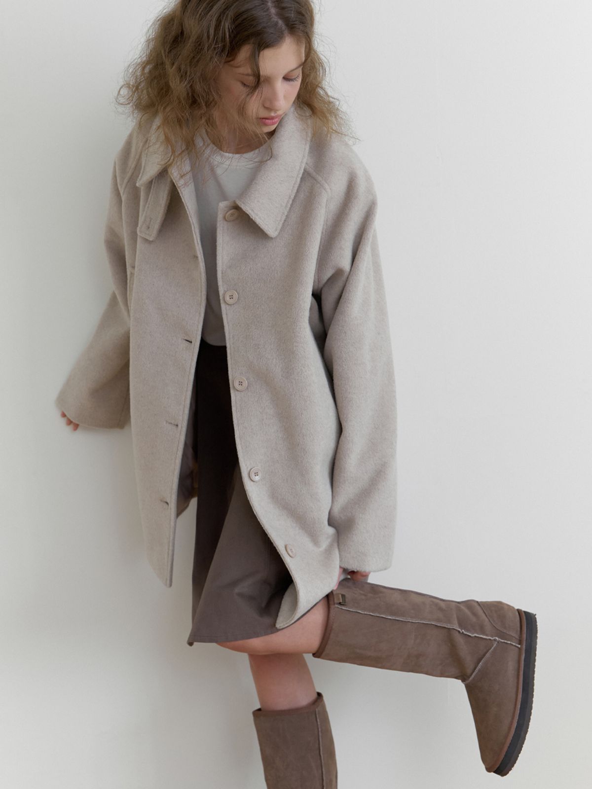 더미튼(THEMITTEN) Natty raglan half coat (beige)