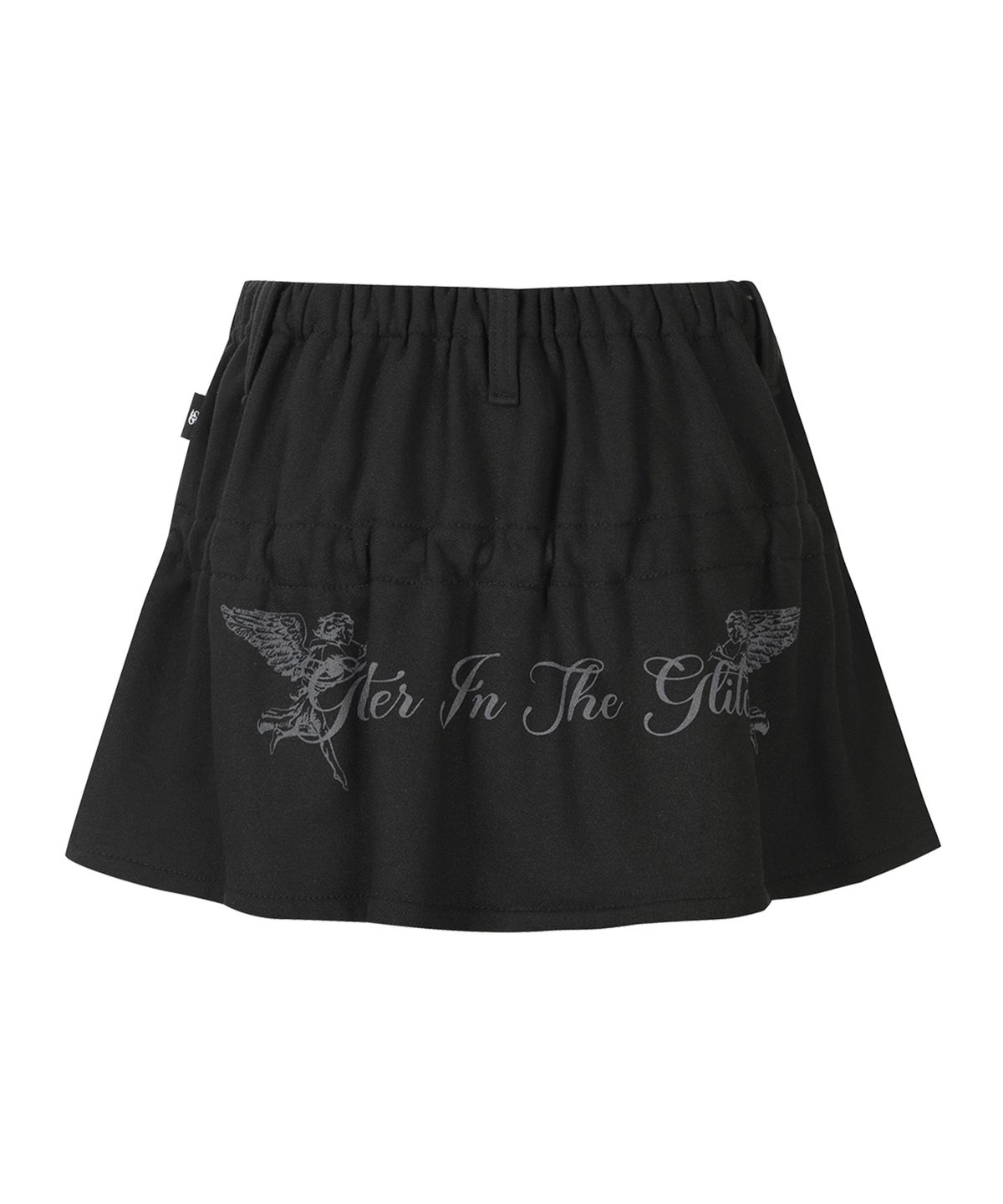 길라아카이브(GILAARCHIVE) LETTERING ANGEL WING SHIRRING SKIRT_BLACK