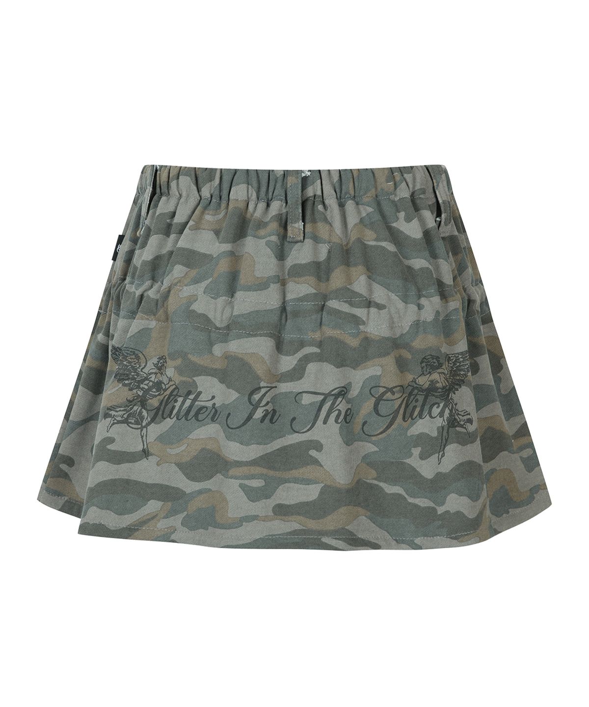 길라아카이브(GILAARCHIVE) LETTERING ANGEL WING SHIRRING SKIRT_CAMO