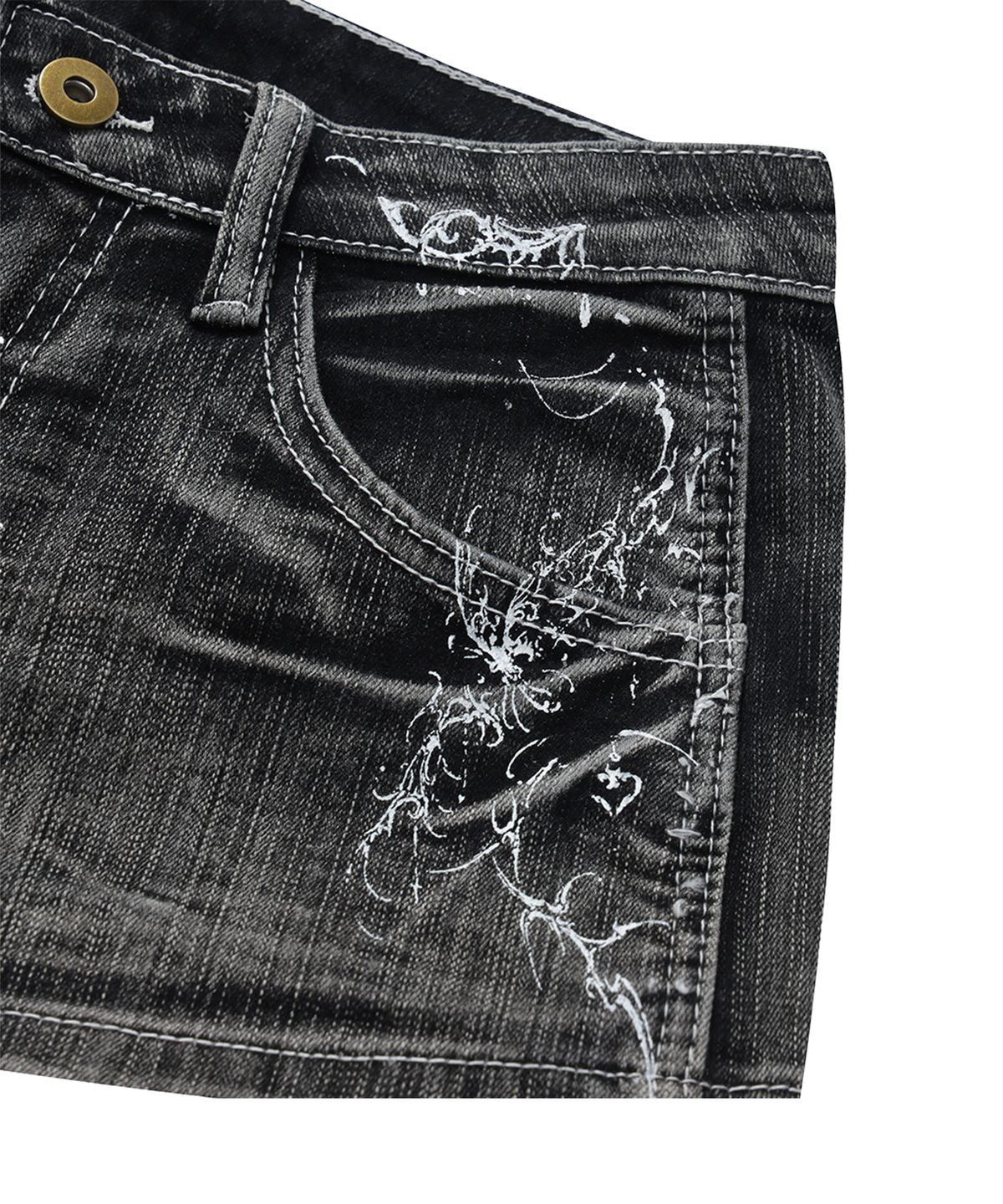 길라아카이브(GILAARCHIVE) TATTOOED GRAPHIC DENIM SHORTS_GREY
