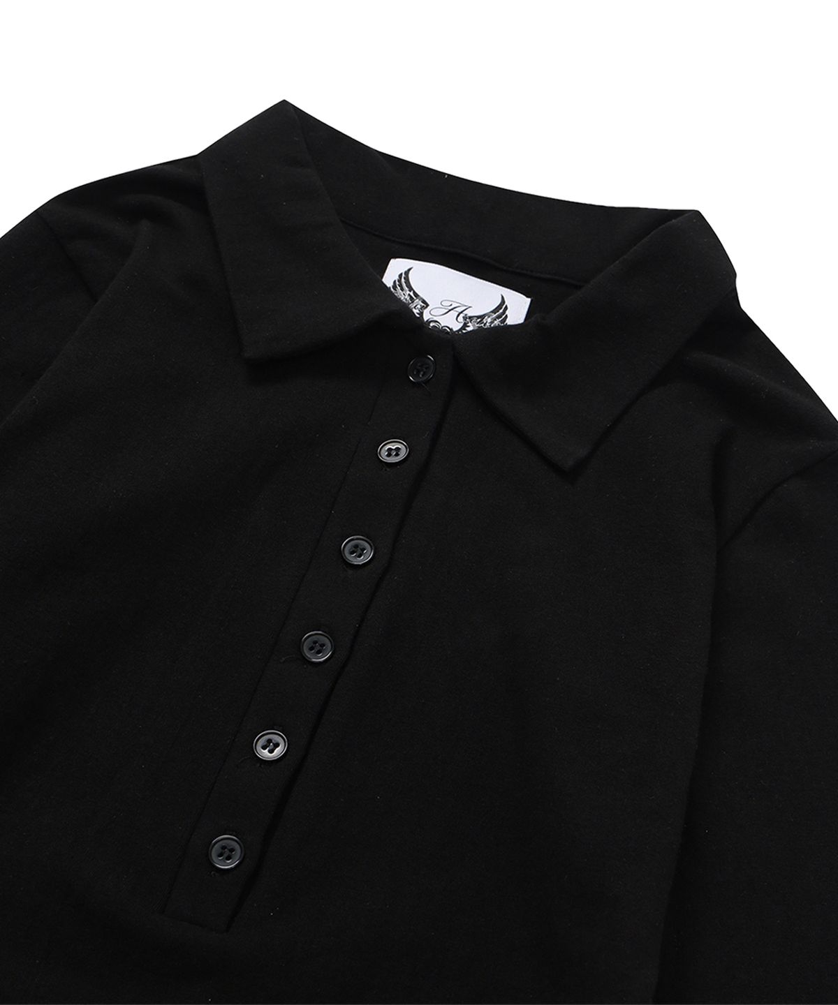 길라아카이브(GILAARCHIVE) CROSS BUTTON COLLAR LONG SLEEVE_BLACK